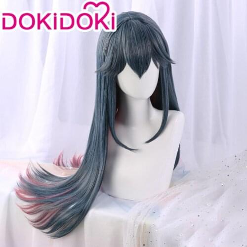 DokiDoki Game Arknights Texas Cosplay Wig Women Grey Blue Hair Arknights Cosplay Texas Wig Heat Resistant