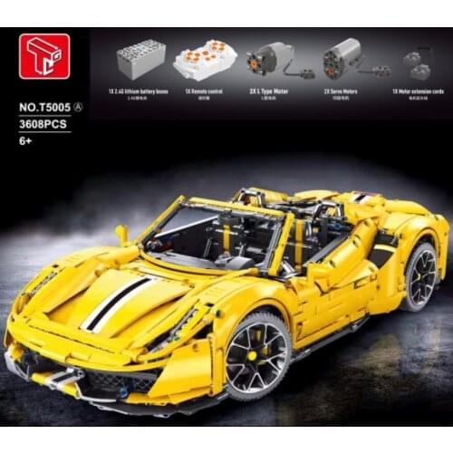 Expert RC High-tech MOC Italian Super Racing Car 488 Model Building Blocks City Remote Control Sports Car Bricks Toys for boys