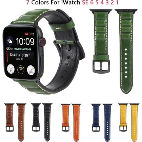 Genuine Leather loop Strap For Apple Watch Band 38mm 40mm 44mm 42mm iWatch 6/SE/5/4/3/2 Cow Belt Bracelet Soft Sports Wristband