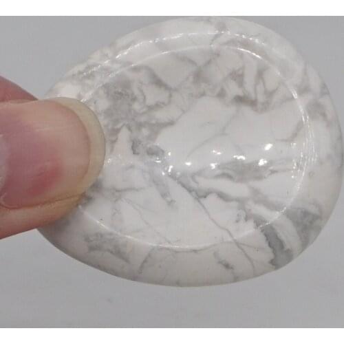Thumb Worry Stone Natural Gemstone White Howlite Turquoise Crystal Healing Reiki Massage Meditation Pocket PalmStone