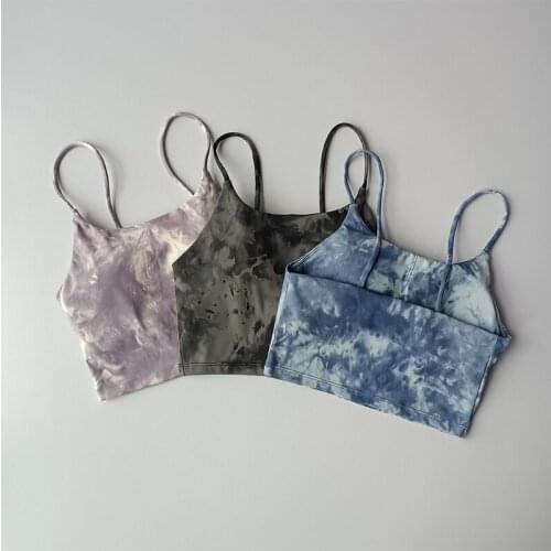 Mesh Back Yoga Bra Women Shockproof Sports Bra Running Workout Gym Top Fitness Quick Dry Tie-dyed Bra Short Vest Tops