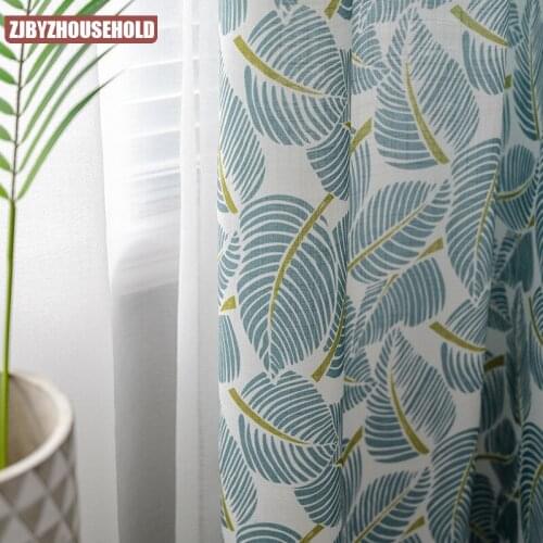 Nordic Pastoral Geometric Printing Cotton and Linen Blackout Curtains for Living Room Bedroom Balcony Bay Window Customization
