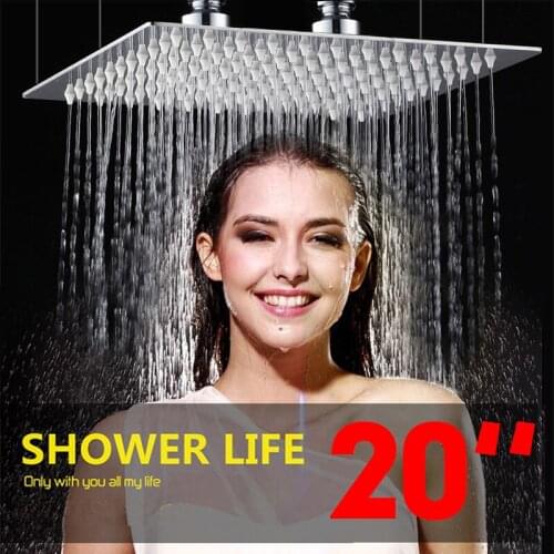 Torayvino 20" Bathroom Stainless Steel Rainfall Shower Heads Chrome Finished Rain Square Wall/Ceiling Mounted Top Spray