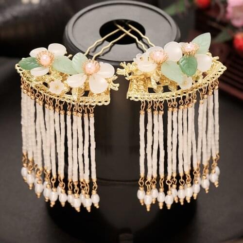 XinHuaEase Antique Hairpin Headdress Tassel Hairwear Step Shake Hanfu Accessories Performance Hair Sticks Ancient Chinese Style