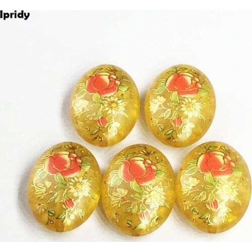 Ipridy Tpza color Japan Painting Vintage Japanese Drawing Beads Oval the bottom of color Flower Pattern 20X29mm 10 Pcs /lot