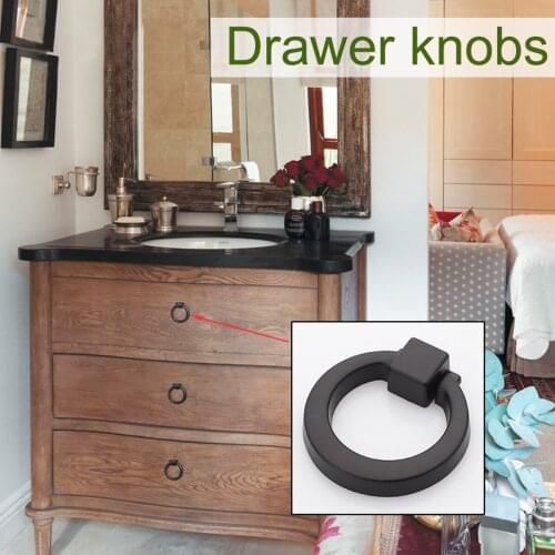 ZENHOSIT Modern Door Handle Zinc Alloy Drawer Handles Ring Cabinet Cupboard Single Hole Dresser Handles With Screw