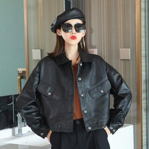 2021 Spring Genuine Leather Jacket Short Streetwear Real Sheepskin Coat Female Coats Korean Women Clothing Veste En Cuir WPY2825