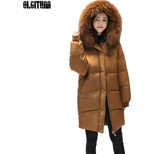 Winter Jacket Women Worm Coat Female Jacket 2019 New Fashion Big Hair Collar Clothes Big Size CC336