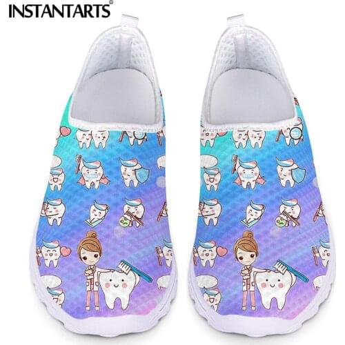 INSTANTARTS Brand Design Tooth/Teeth Dentist Fairy Dentist Shoes Womens Loafers Lightweight Sneakers Mesh Flats Footwear Mujer