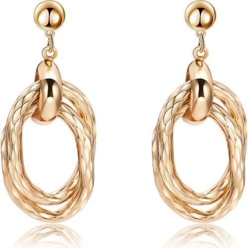 Dreamtop European Big Dangle Earrings 2019 Jewelry for Women Female Wedding Party Personality Woven Twisted Drop Earring E31