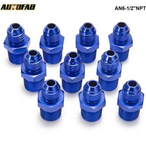 10PCS/LOT Straight Male Pipe Union Connector Fitting CNC Aluminum Staight Flare Fitting Adaptor AN6-1/2''NPT