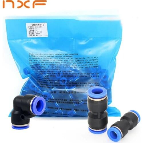 100PCS PU PV L type 90 Degree 2-way Pipe Connector Pneumatic Fitting Plastic 4mm 6mm 8mm Staght Push In Quick Slip Lock Fittings