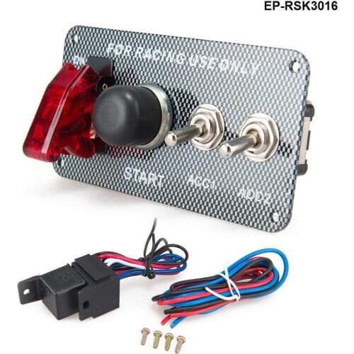 12V Ignition Switch Panel Engine Start Push Button LED Toggle Switch for Racing Car EP-RSK3016