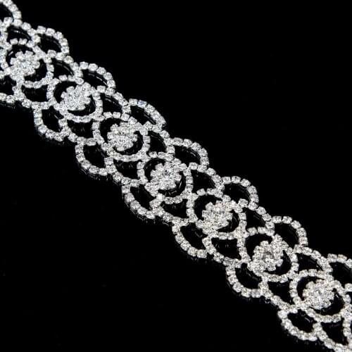 5Yards Bling Rhinestone Applique Clear Crystal Sewing Trim DIY Craft Bridal Sash