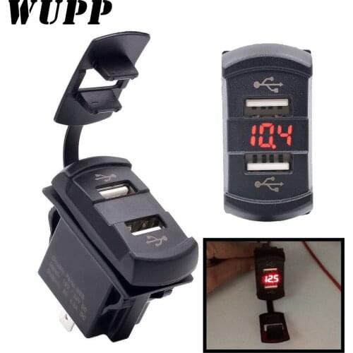 Waterproof 4.2A Dual USB Car Charger Power Adapter With LED Digital Voltmeter Meter Dual USB Socket Charger For Toyota
