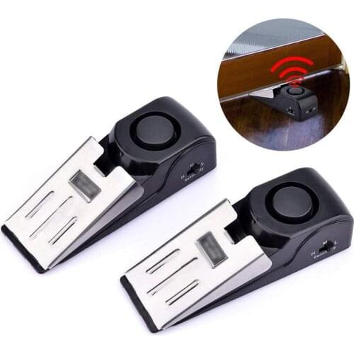 Wireless Vibration Activated House Shaped Wedge Cord Guard And Hooks Security Alarm System Door Lock Stop Alarm System Lock