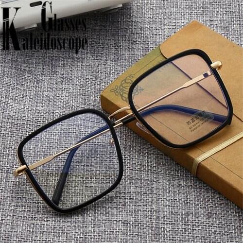 Oversized Square Glasses Frame Women Men Fashion Vintage Anti-blue light Eyeglasses Student Myopia Spectacle Frames Fake Glasses