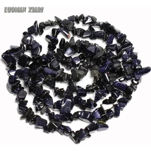 Wholesale Chips Shape Blue Sand Beads 5-8mm Natural Stone Beads Diy Jewelry Making Bracelet Gravel Faceted Beads Strand 34