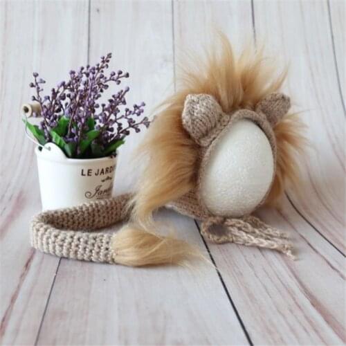 Newborn baby girl boy bonnet hat photography props Crochet Knit baby lion hat Newborn bonnet photo props