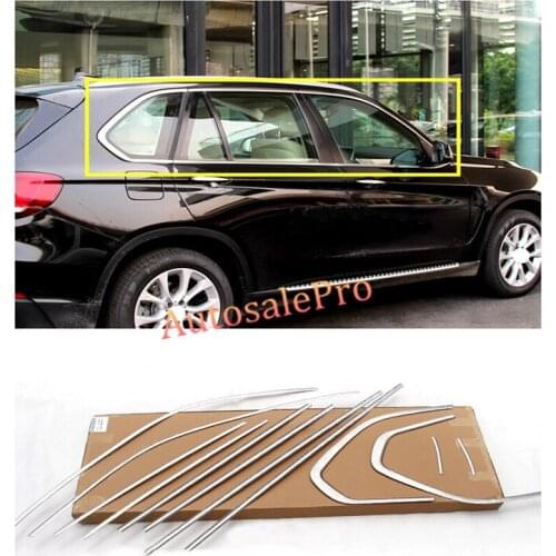 For BMW X5 F15 2014 2015 Stainless Chrome Window Decorative Moulding Trims 12 pcsset Glossy