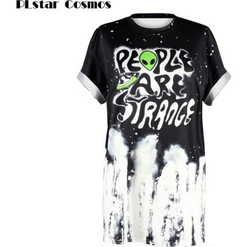 PLstar Cosmos Latest design Funny Alien T Shirt PEOPLE ARE STRANGE Print 3D T-shirt Men Women Harajuku casual T-shirts Tops