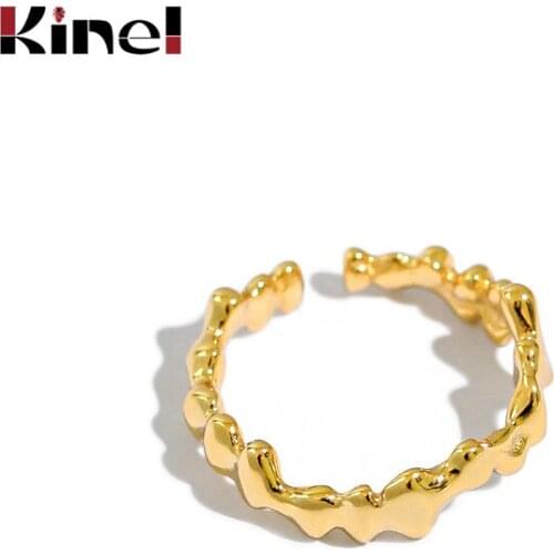 Kinel New 100% 925 Sterling Silver Simple Minimalist Irregular Finger Rings Fashion Punk Style Stacked Ring For Women Jewelry