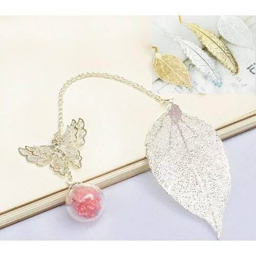 Chinese Style Classic Antique Metal Hollowed Leaves Bookmarks Gift Boxes Set Birthday Gifts