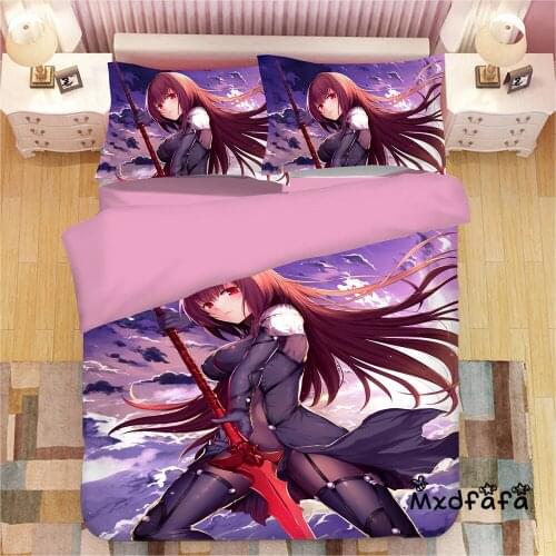 Mxdfafa Anime Fate Grand Order Duvet Cover Sets 3D Bedding Set Cartoon Comforter Bedding Sets with 1 Duvet Cover + 2 Pillowcases