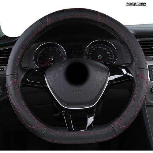 DOODRYER Leather Car Steering Wheel Cover For Fiat 500 500X Ducato Grande Punto Tipo Panda Freemont Bravo Stilo