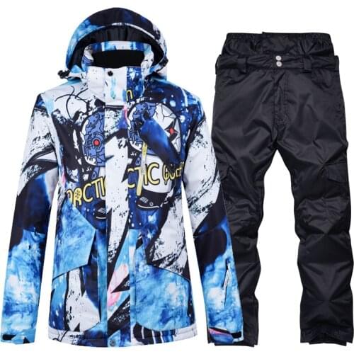 Ski suit Mens Snowboarding Jacket + Pants outdoor thermal Ski Jacket and Snowboard Trousers winter waterproof Windproof Parka