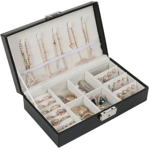 Korean Style Fresh And Simple Girl Earrings Plate Jewelry Box Protable Leather Earrings Ring Multi-function Jewelry Storage Box