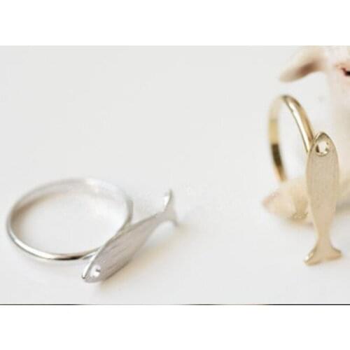 Trendy Fish Ring Hand-welded Copper Ring Design Gold White Rose Three Color Optional