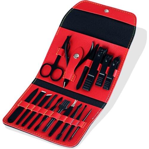 16PCS Stainless Steel Nail Clippers Set Professional Scissors Suit Trimmer Grooming Manicure Cutter Kits Cuticle Utility Nails