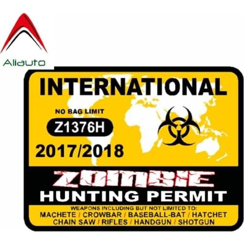 Aliauto Personality Cover Scratches Car Sticker International Zombie Hunting Permit 2017 Reflective Decoration Decal,10cm*7cm