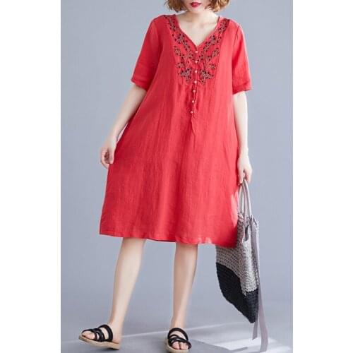 2021 New Embroidered Dress Cotton and linen Boho Ethnic Summer Ladies Women Hippie Dresses Hoilday Fashion FC900