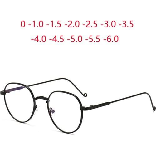 Women Men Metal Oval Nearsighted Glasses Black/Silver/Gold Frame Vintage Steampunk Short-sight Eyeglasses 0 -1.0 -1.5 To -6.0