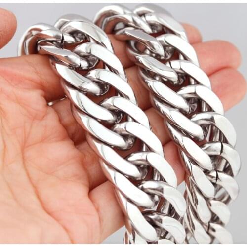 Huge Heavy Stainless Steel Polished Silver Color Cuban Curb Chain Punk Mens Womens Necklace/Bracelet Unisexs Jewelry 7-40inch