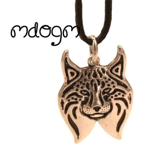 2021 Lynx Cat Animal Pendant Necklace Antique Gold Silver Plated Jewelry Gift For Women Male Female Cartoon Rope Punk NT006