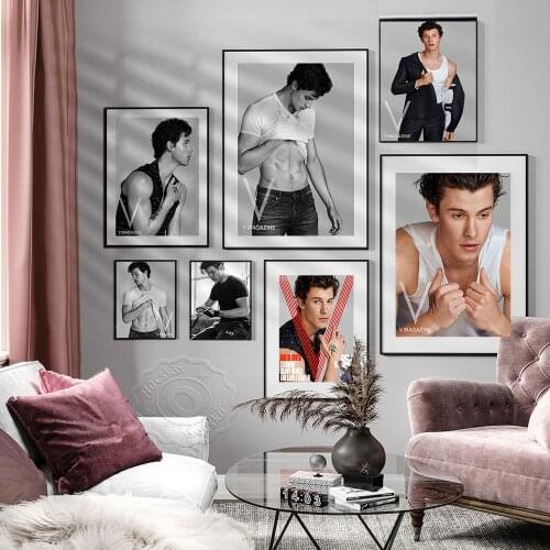 Shawn Mendes Poster, Shawn Wall Stickers, Mendes Art Prints, Star Poster, Black and White Poster, Wall Picture, Home Decor, Gift