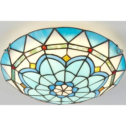 Mediterranean spin drift Bedroom Ceiling Light Lake Blue Glass Cloakroom Ceiling Lamp Balcony Gallery Ceiling Lightighting LAMPS