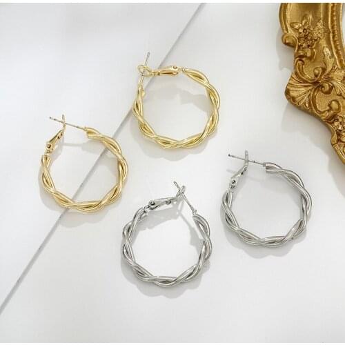 Simple Stylish Twisted Hoop Earrings Sterling Silver Hypoallergenic Hoop Earrings For Women Girls Delicate Jewelry Gift