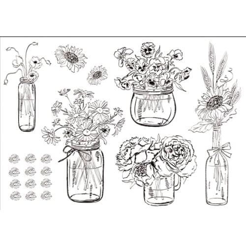CLEAR STAMP vase DIY Scrapbook Card album paper craft silicon rubber roller transparent stamps 186