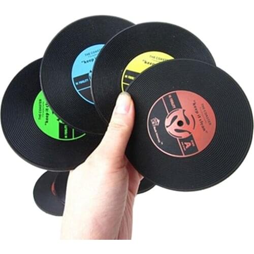 Silicone Coaster Retro CD-Design Antislip PVC Drink Coaster Pad Cup Coffee Mat Placemat Table Decoration Accessories