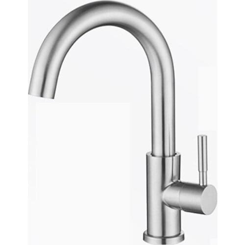 Bathroom Basin Faucet Single Handle Brushed Stainless Steel goose cold water Tap torneira banheiro cucina baralho pia