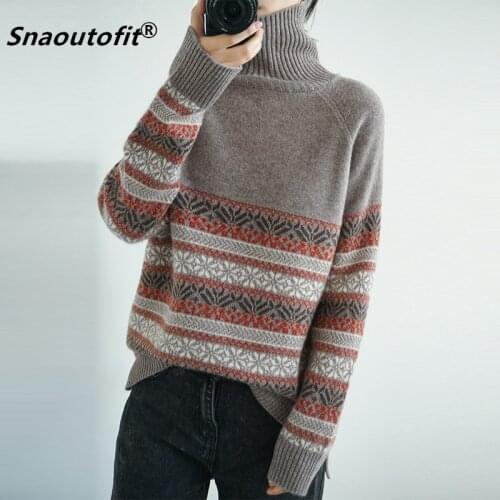 Ladies Sweater Series,Pure Wool Fabric,High Lapel,Stripes,Thick,Warm,Loose,Large Size,Pullover,Top,Fashion Korean Version,Winter