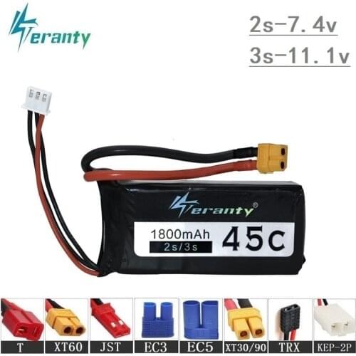 High Rate 45C 11.1V 1800mAh Lipo Battery For RC Helicopter Cars Boat Robot Parts 3s 11.1v Drones Lithium battery T/XT60/JST/XT30