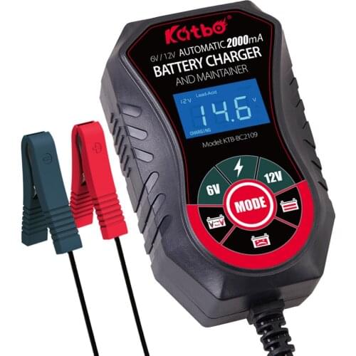 6V/12V Car Battery Charger 2A 8 Stage Automatic Battery Charger Maintainer for Car Motorcycle Lawn Mower Tractor SLA ATV AGM GEL
