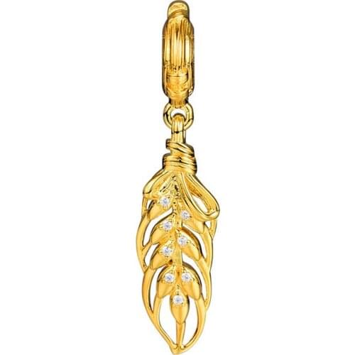 Floating Grains Pendant Clear CZ Crystal Charms for Women Bracelets Golden Shine Charms for Jewelry Making 925 Sterling Silver