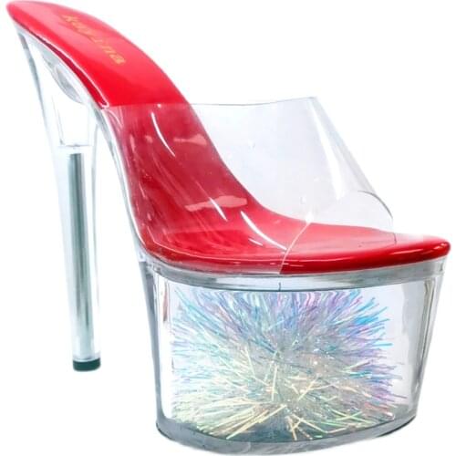 Womens Sandal Platform Slippers 17cm Clear Heels For Women Sexy Transparent High Heel Flip Flops Summer Slippers Vrouw Slippers