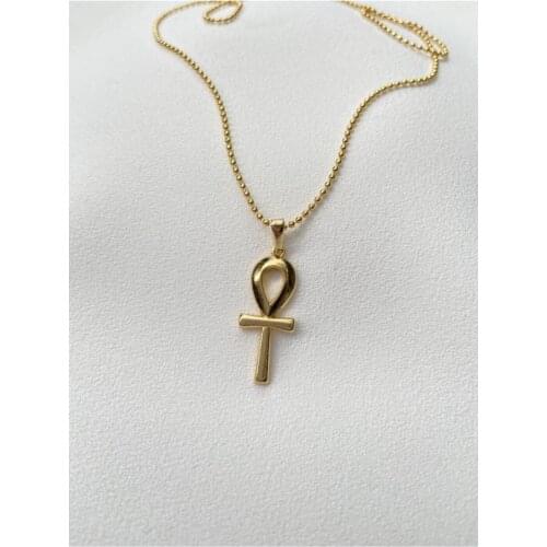 Womens Gold Plated Ankh Necklace